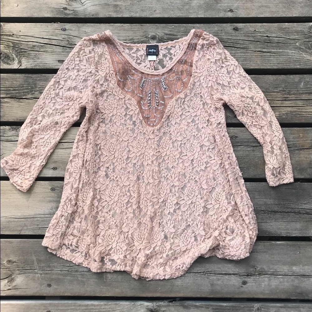 Boho Lace Embellished Tunic Top - Picture 3 of 5